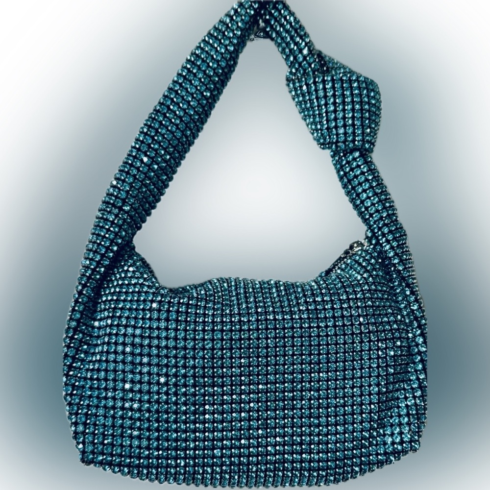 Madison West Los Angeles Knotted Aquamarine Crystal bag